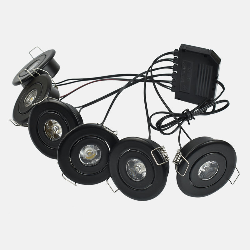 Group of Black 6x1W Mini LED Spot Downlights for Cabinet