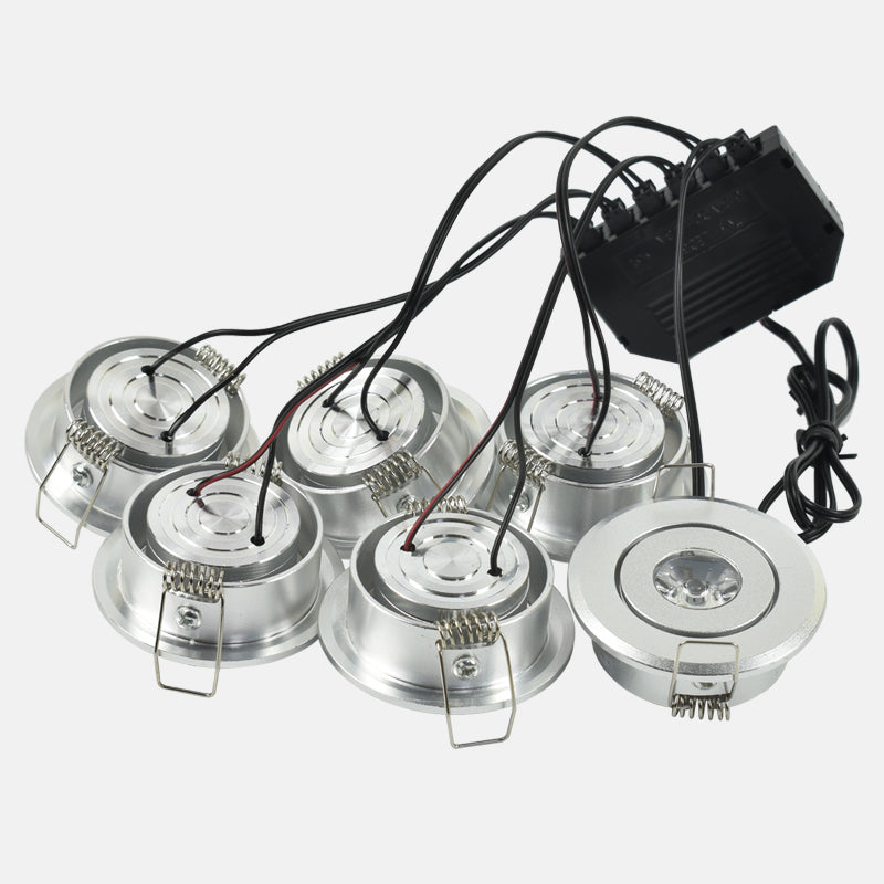 Group of Silver 6x1W Mini LED Spot Downlights for Cabinet