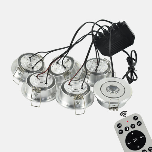 Remote Dimmable Group of Silver 18W(6x3W) Mini LED Spot Downlights Beam Angle 30°