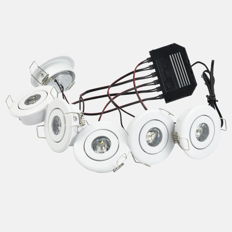 Group of White 6x1W Mini LED Spot Downlights for Cabinet