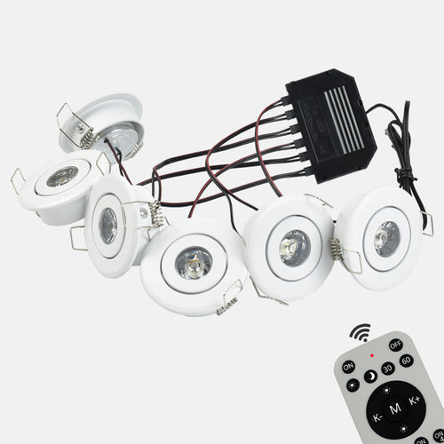 Remote Dimmable Group of White 18W(6x3W) Mini LED Spot Downlights Beam Angle 30°