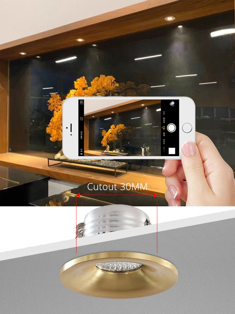 Gold Mini COB LED Spotlights 3W Cutout 35-40mm