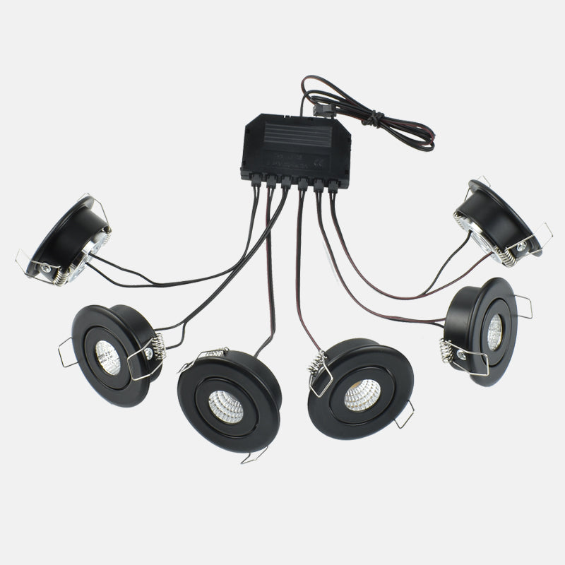 Group of Black 18W(6x3W) Mini LED Spot Downlights for veranda carport sunroom IP44