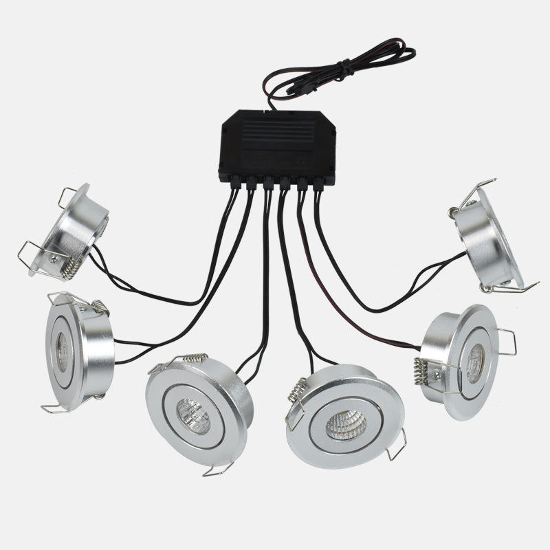 Group of Silver 18W(6x3W) Mini LED Spot Downlights for veranda carport sunroom IP44