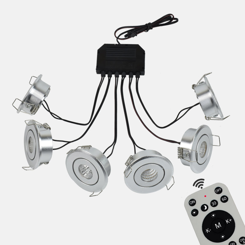 Remote Dimmable Group of Silver 18W(6x3W) Mini LED Spot Downlights for veranda carport sunroom