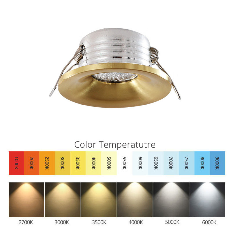 Gold Mini COB LED Spotlights 3W Cutout 35-40mm