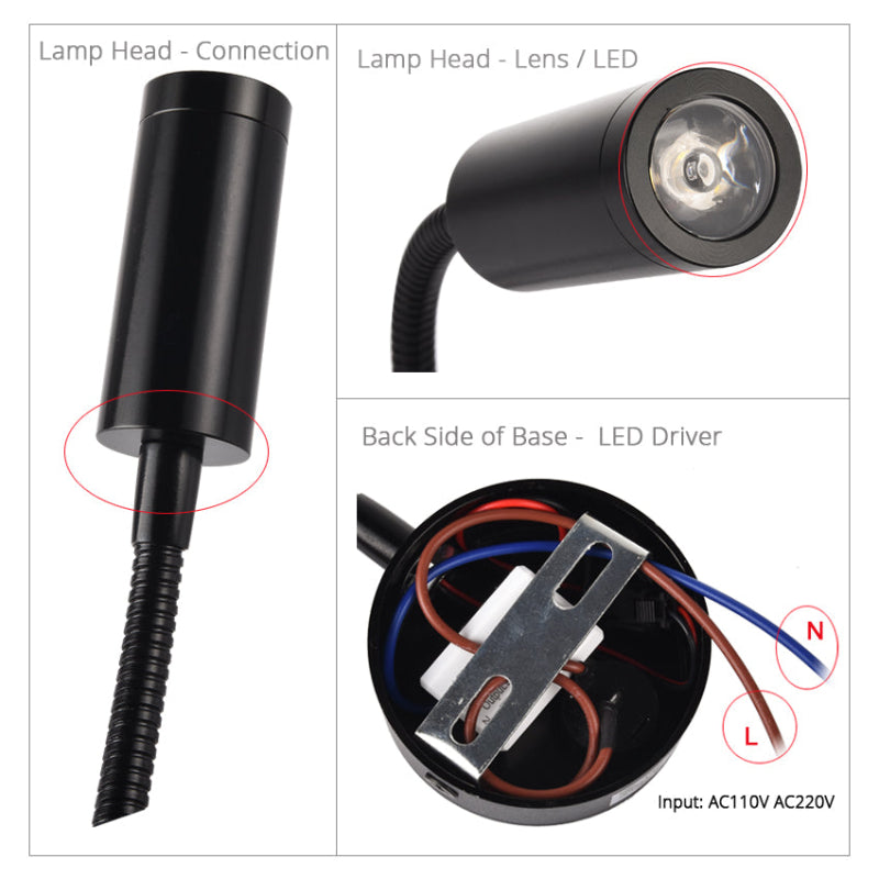 Modern Wall Sconce Light – Flexible 30° Focus for Photo & Reading 40-01C