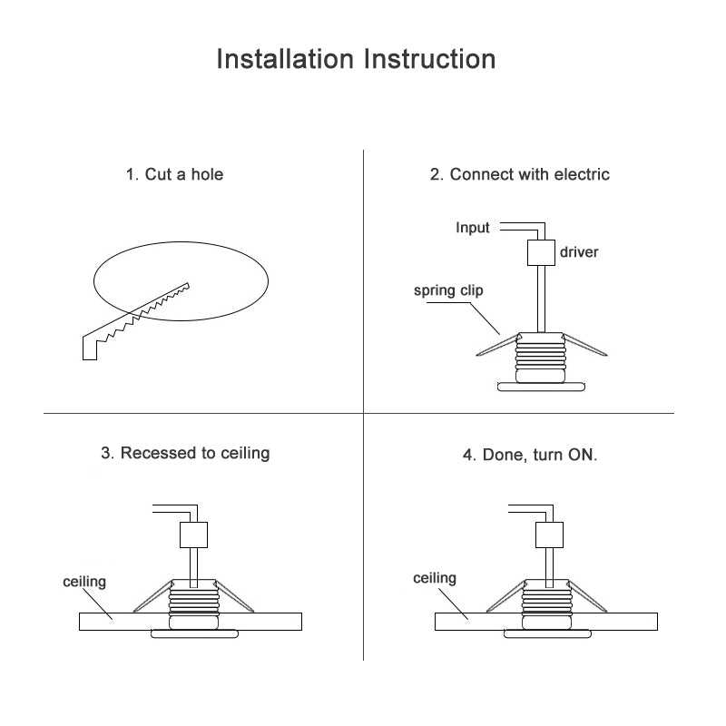 Acrylic Embedded 1W Small Spotlight Round Square Cut 25mm
