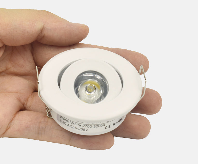 Mini 1W White Finish LED Downlight Recessed Cutout40-45mm