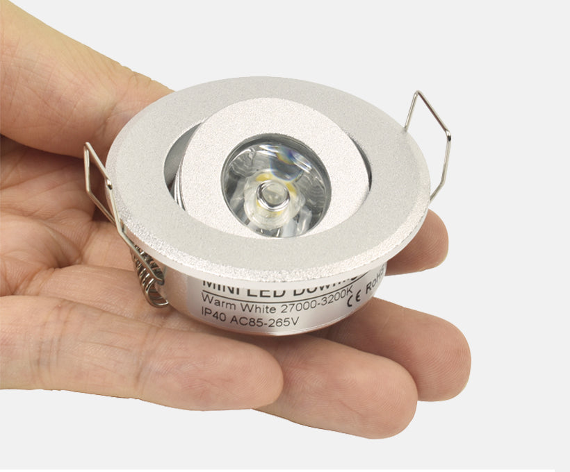 Mini 1W Silver Finish LED Downlight Recessed Cutout40-45mm