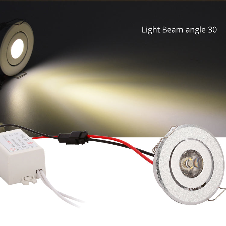 Mini 1W Silver Finish LED Downlight Recessed Cutout40-45mm