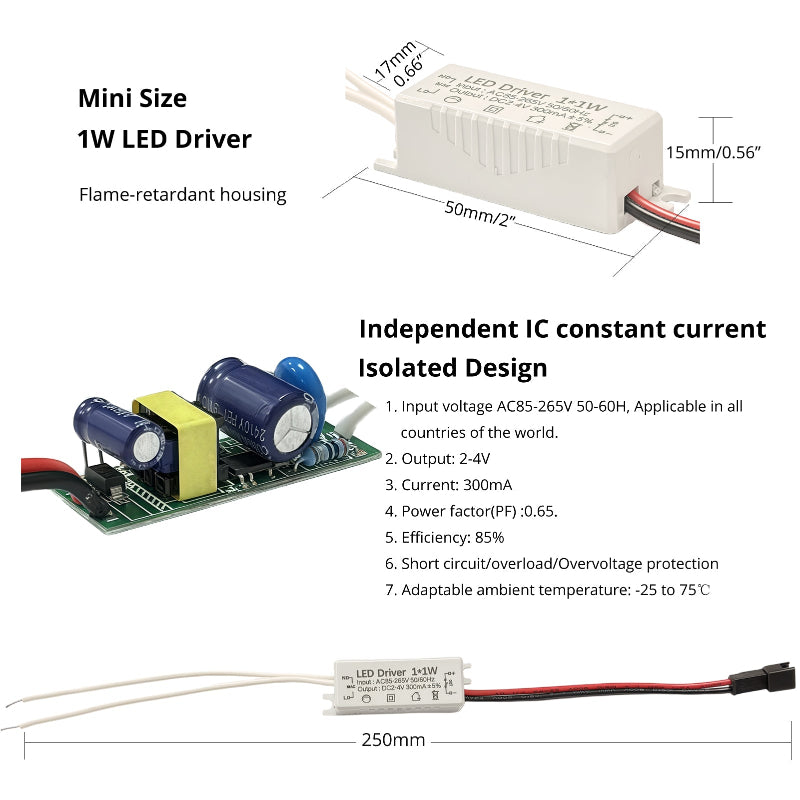 Acrylic Embedded 1W Small Spotlight Round Square Cut 25mm