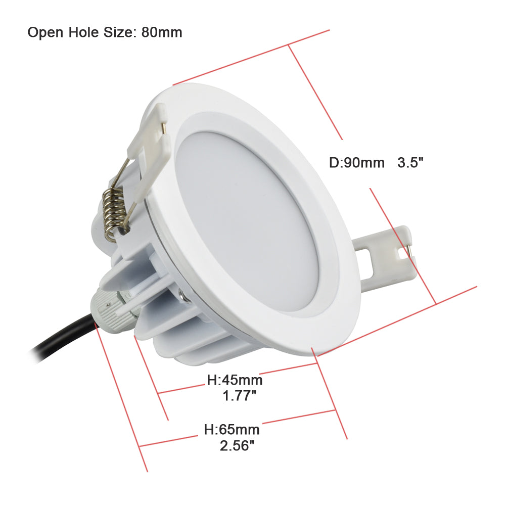 7W IP65 LED Downlight for bathroom Outdoor Cutout 80mm