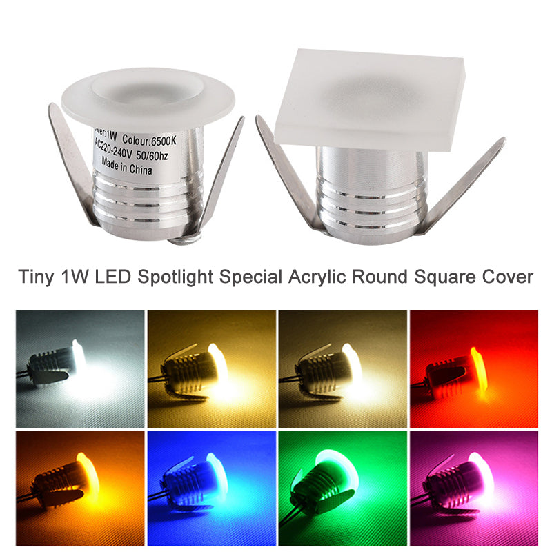 Acrylic Embedded 1W Small Spotlight Round Square Cut 25mm
